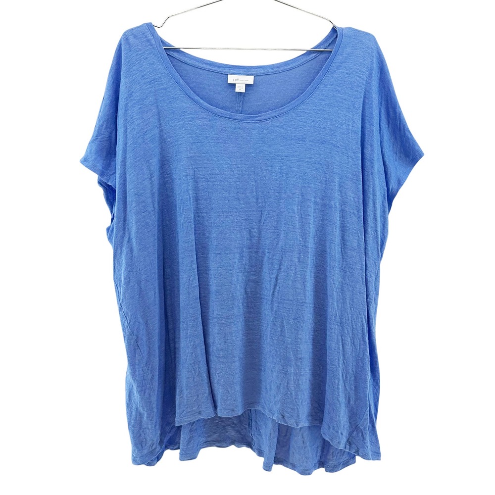J. JILL 100% Linen Scoop Neck Dolman Tee • 3X • blue •‎ coastal chic resort wear